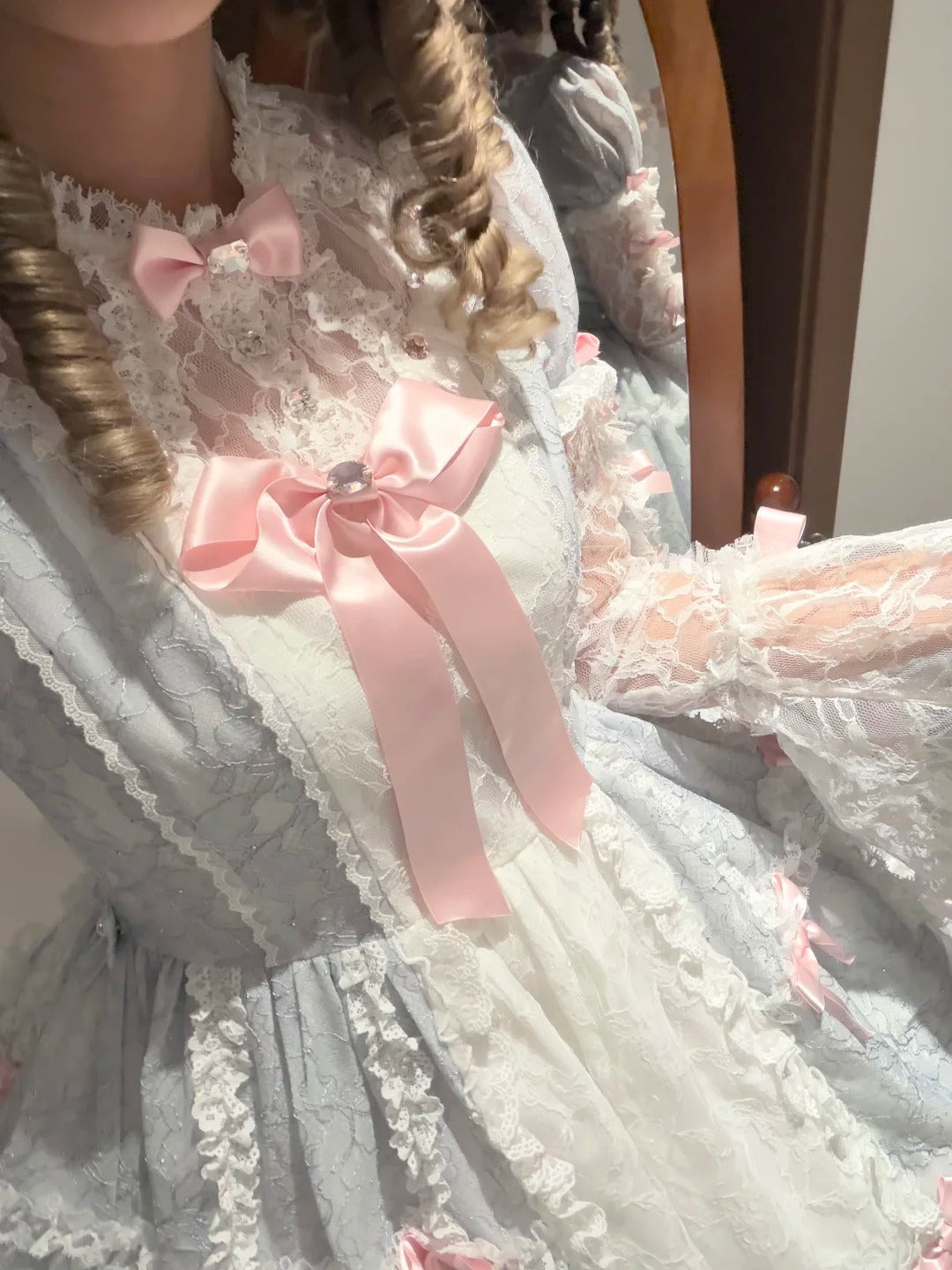 Lacy Doll Blue Rhinestone Lace Gorgeous Lolita OP
