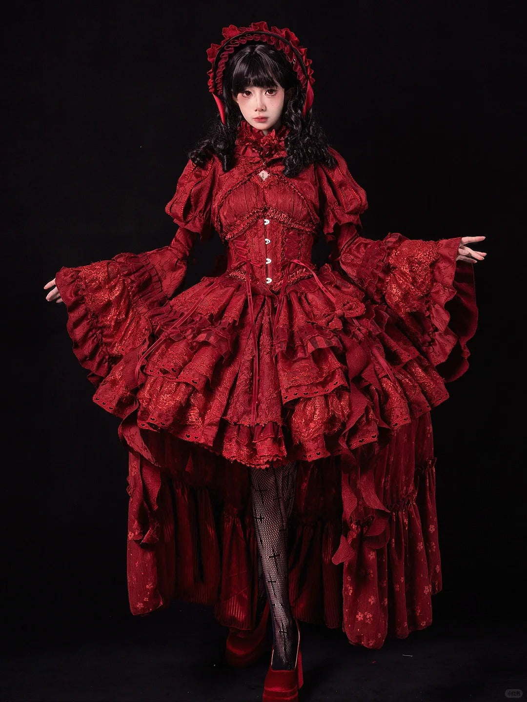 Caliburn Sword in Stone Gothic Red Blue Lolita JSK Full Set