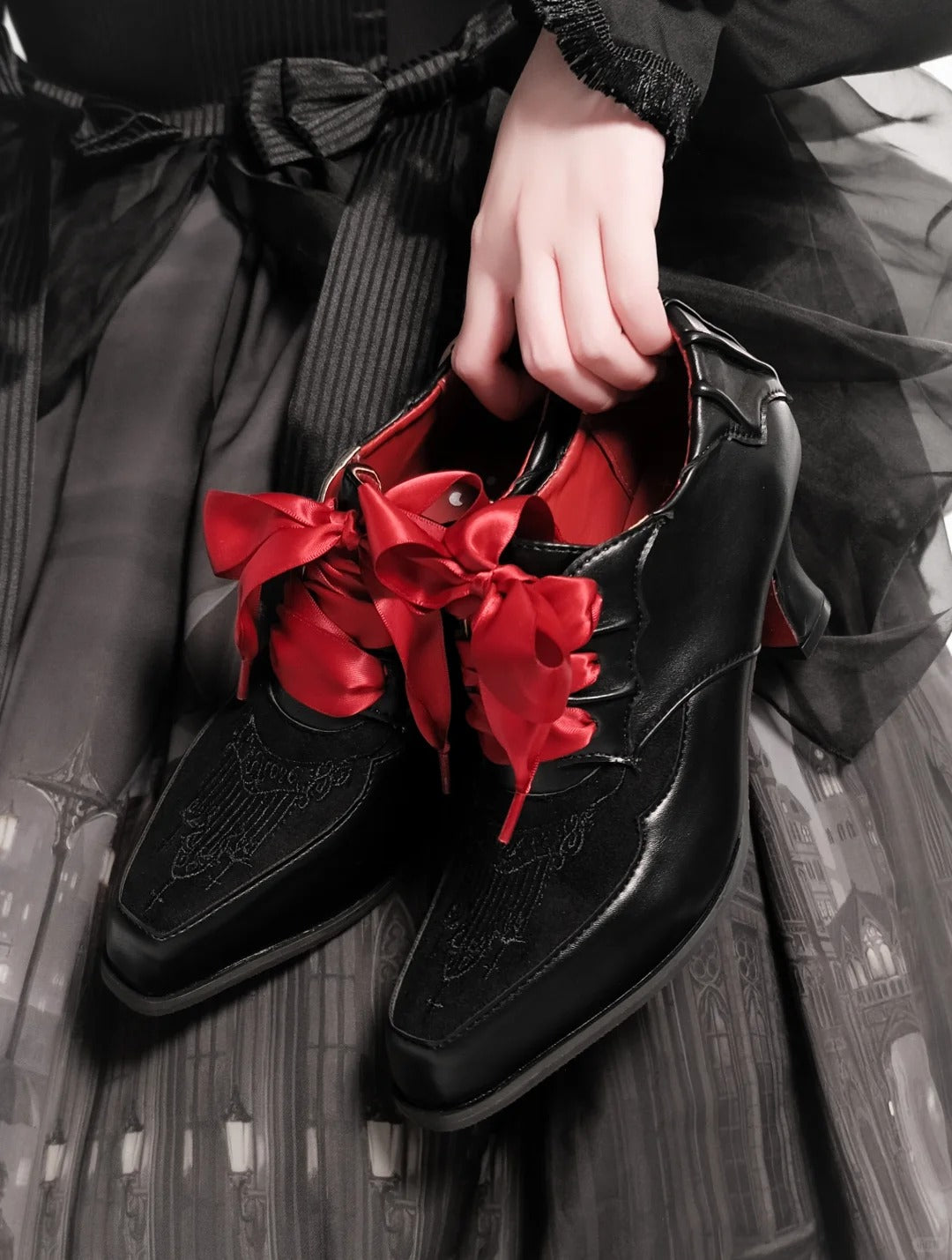 Nocturnal Pilgrimage Gothic Dark Vampire Retro‑Vintage High‑Heeled Shoes