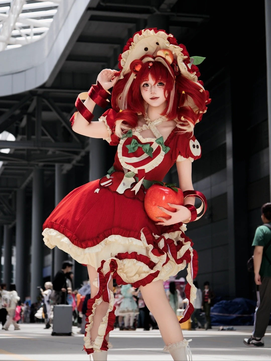 Magic Apple Red Cartoon Sweet Lolita OP Set with Bloomers