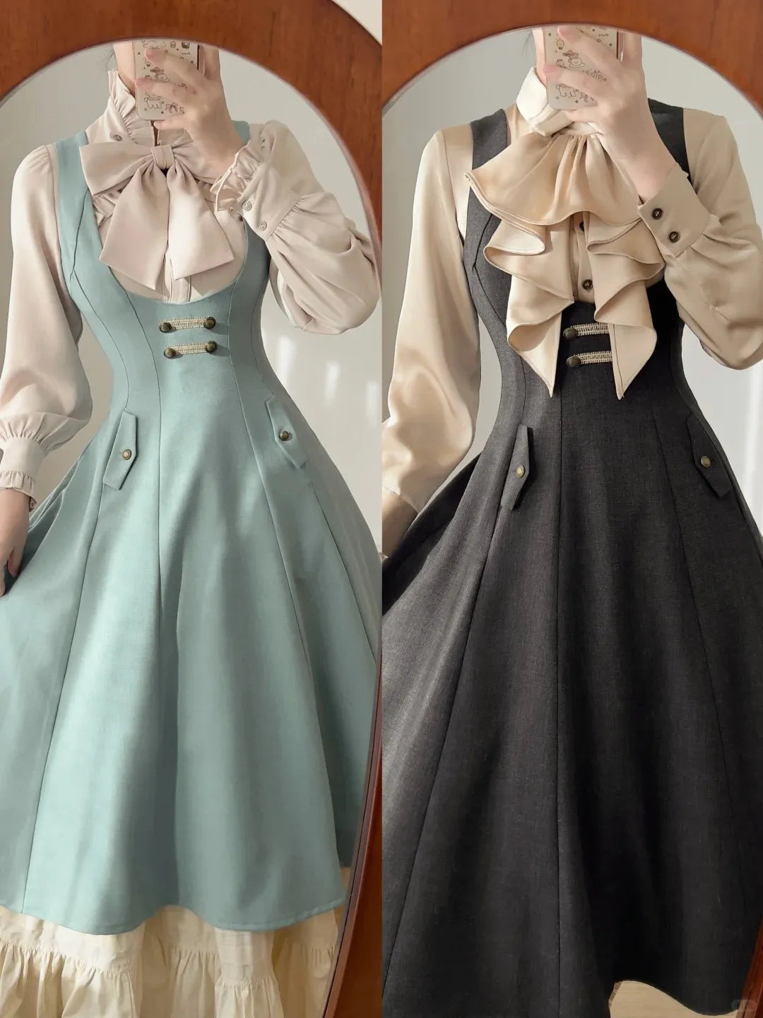 Forest Corridor 10-Panel Bustier Waist-Cinching Lolita Pinafore Dress