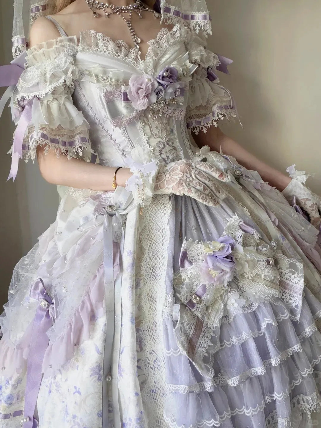 Elegant Floral Bridal Gorgeous Hanayome Style Lolita Dress