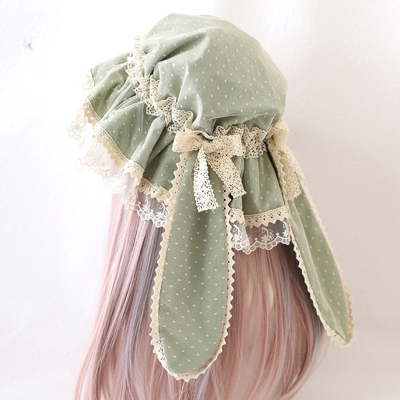 Retro Detachable Bunny Ear Lace Hat LA1013