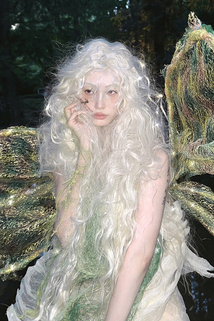 Long Curly Platinum Blonde Fairy Classic Wig