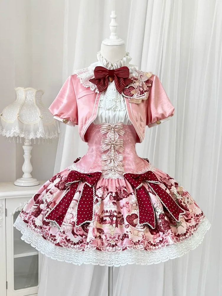 Strawberry Fantasy Night Sweet Lolita JSK Dress Cape Set