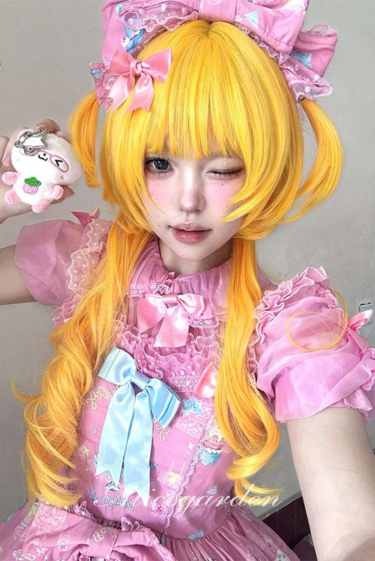 Y2K Golden Jellyfish Long Wavy Wig