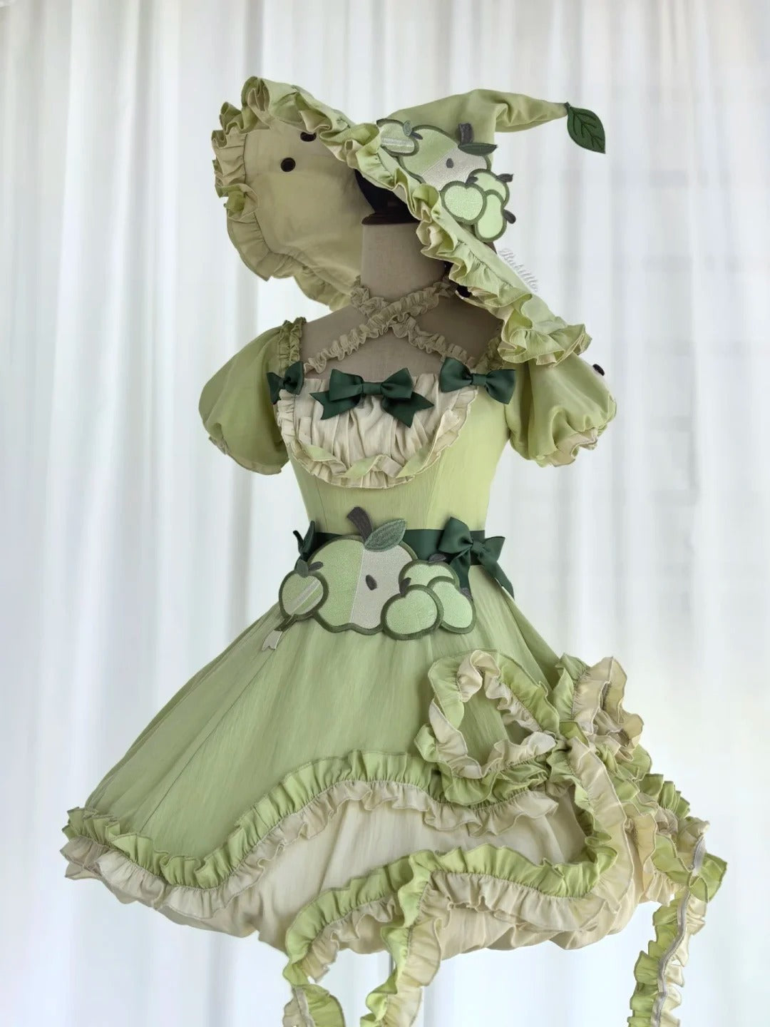 Magic Apple Green Cartoon Sweet Lolita OP Set with Bloomers