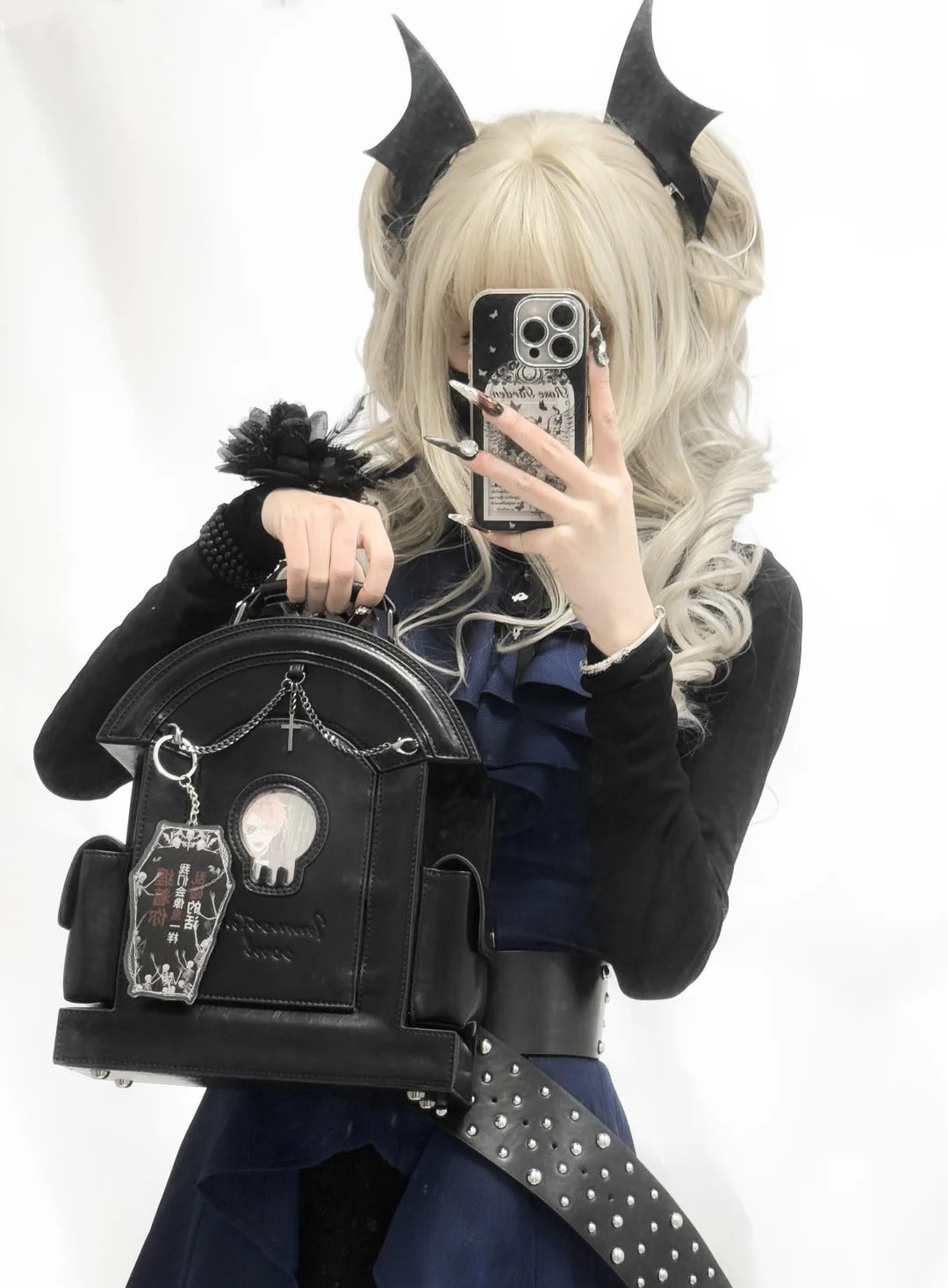 Gothic Lolita Skull Tombstone Shaped Doll Bag