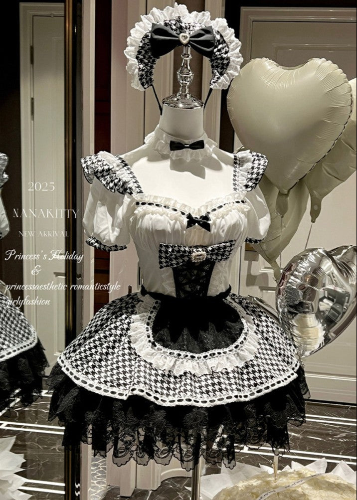 Love Houndstooth Sweet Holiday Uniform Dress