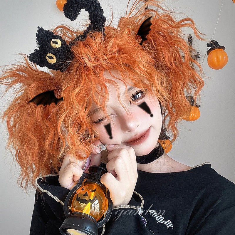 Halloween Pumpkin Orange Short Curly Wig