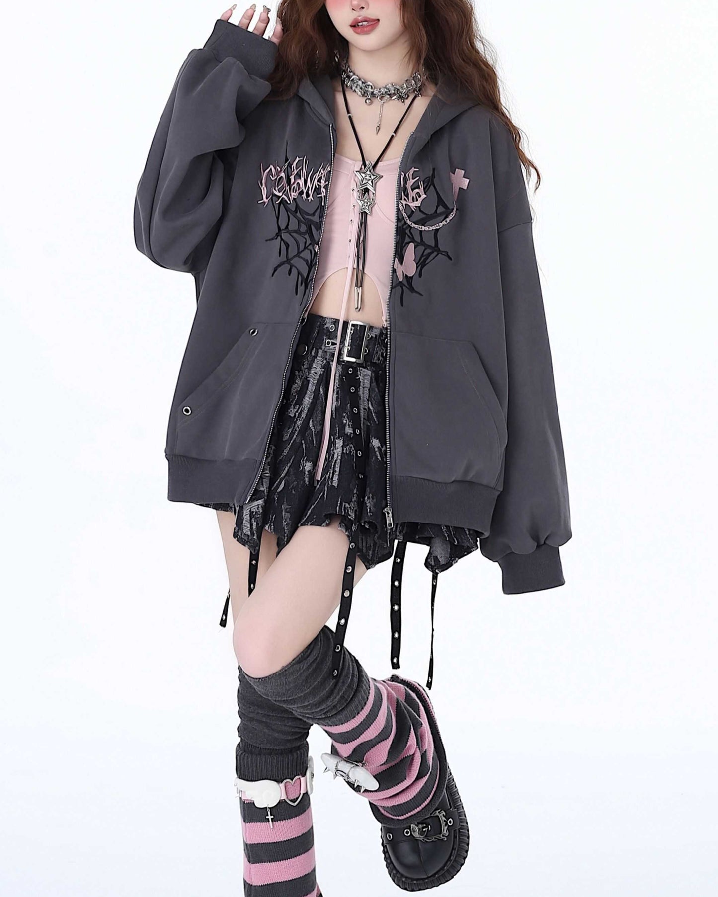 Sweet Punk Y2K Oversized Hoodie Jacket LE1025