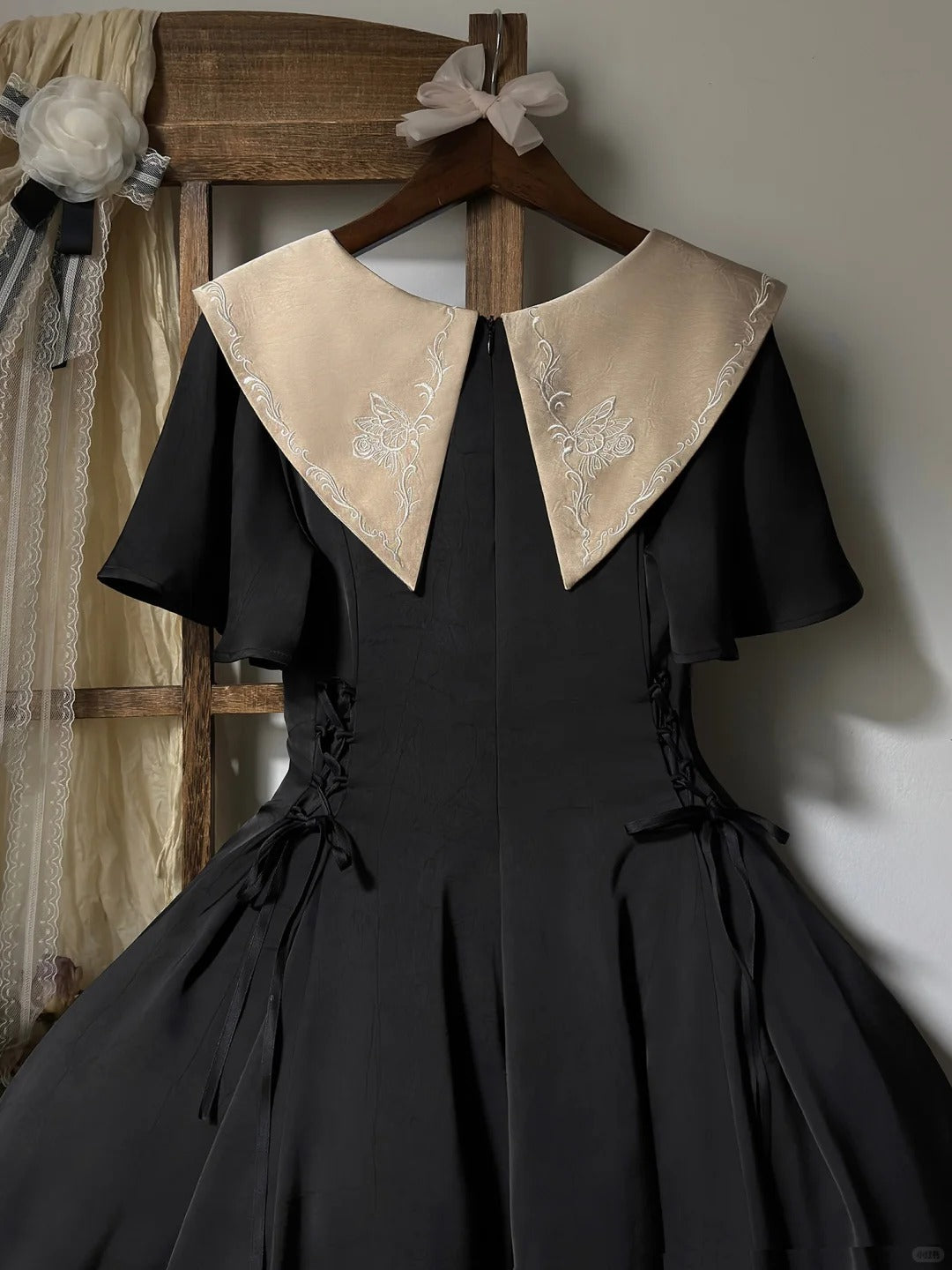 Glaze Floral Realm Lolita Printed Black OP Dress Set