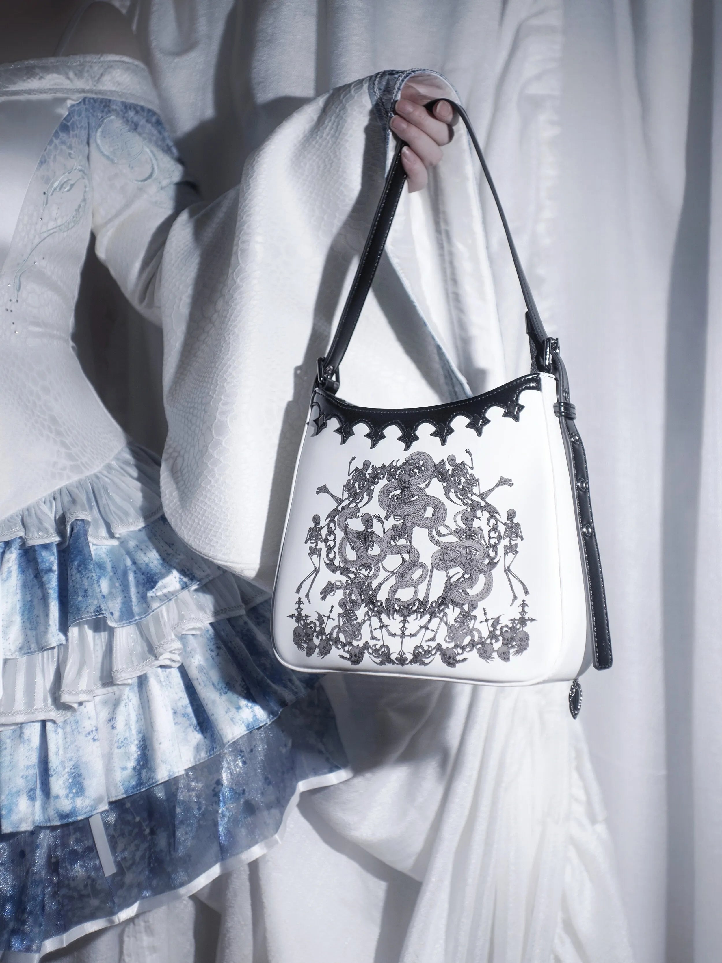 Snake Bone Hell Gothic Mini Ita Underarm Shoulder Bag