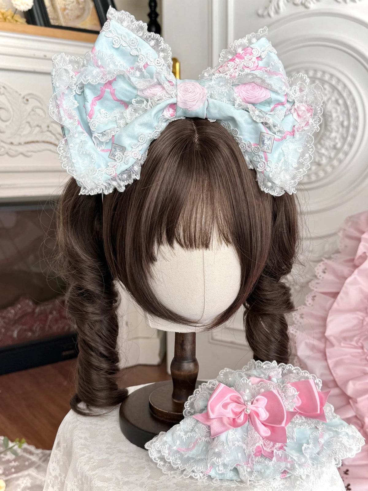 2026 Summer Rose Lattice Lolita Accessories Set - LolitaEra