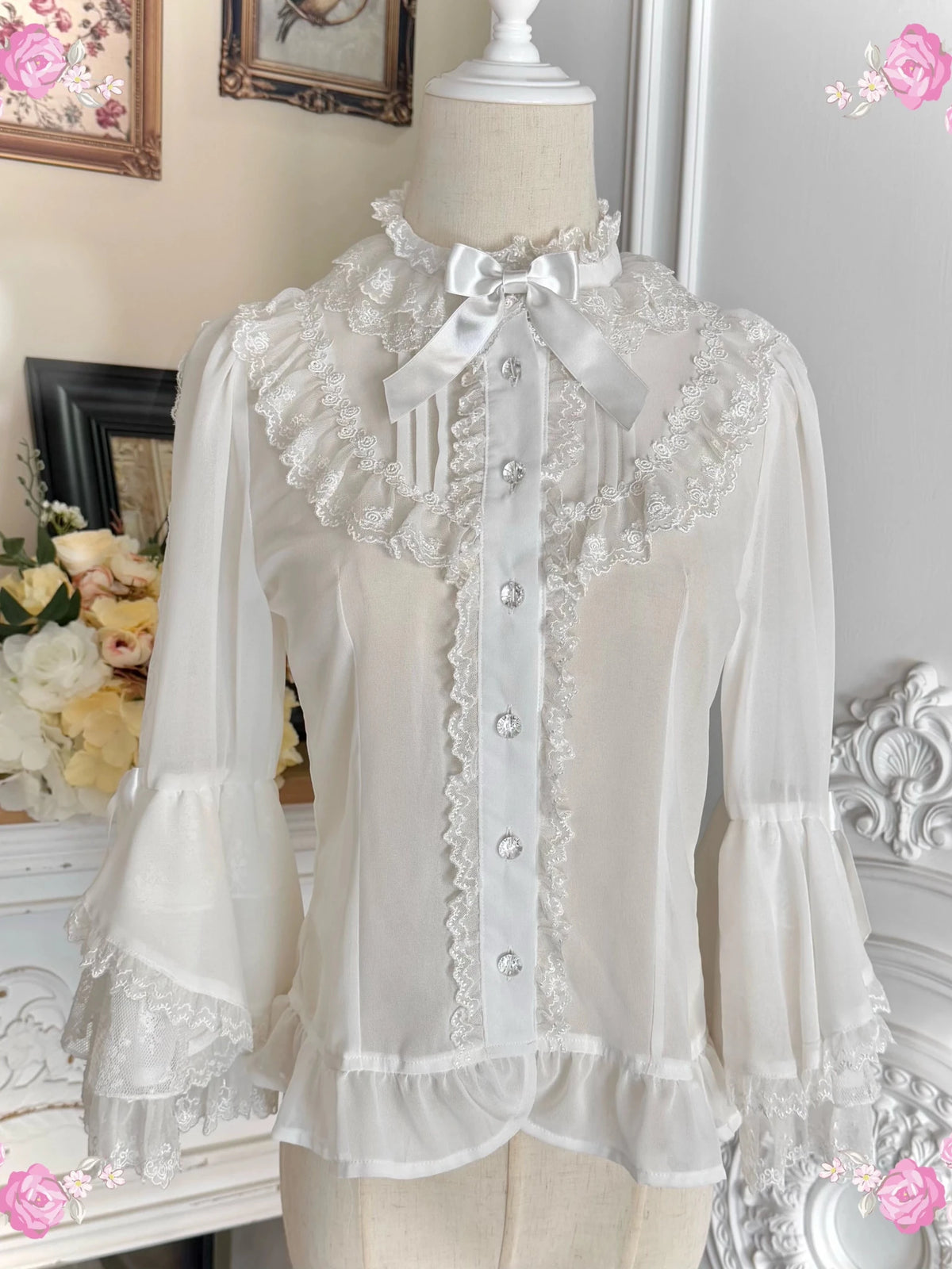 2026 Summer Rose Lattice Tiered Sweet Lolita JSK Dress with Bow Headpiece - LolitaEra