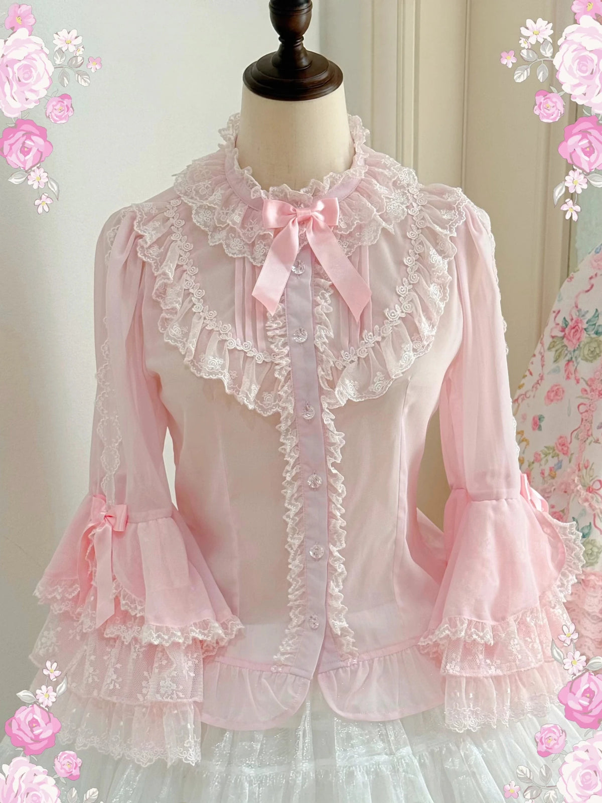 2026 Summer Rose Lattice Tiered Sweet Lolita JSK Dress with Bow Headpiece - LolitaEra