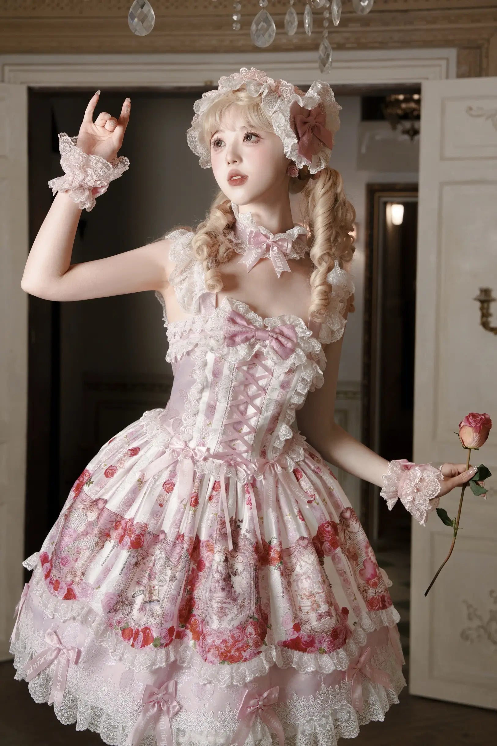Rose Wall Sweet Lolita OP JSK Suspender Dress