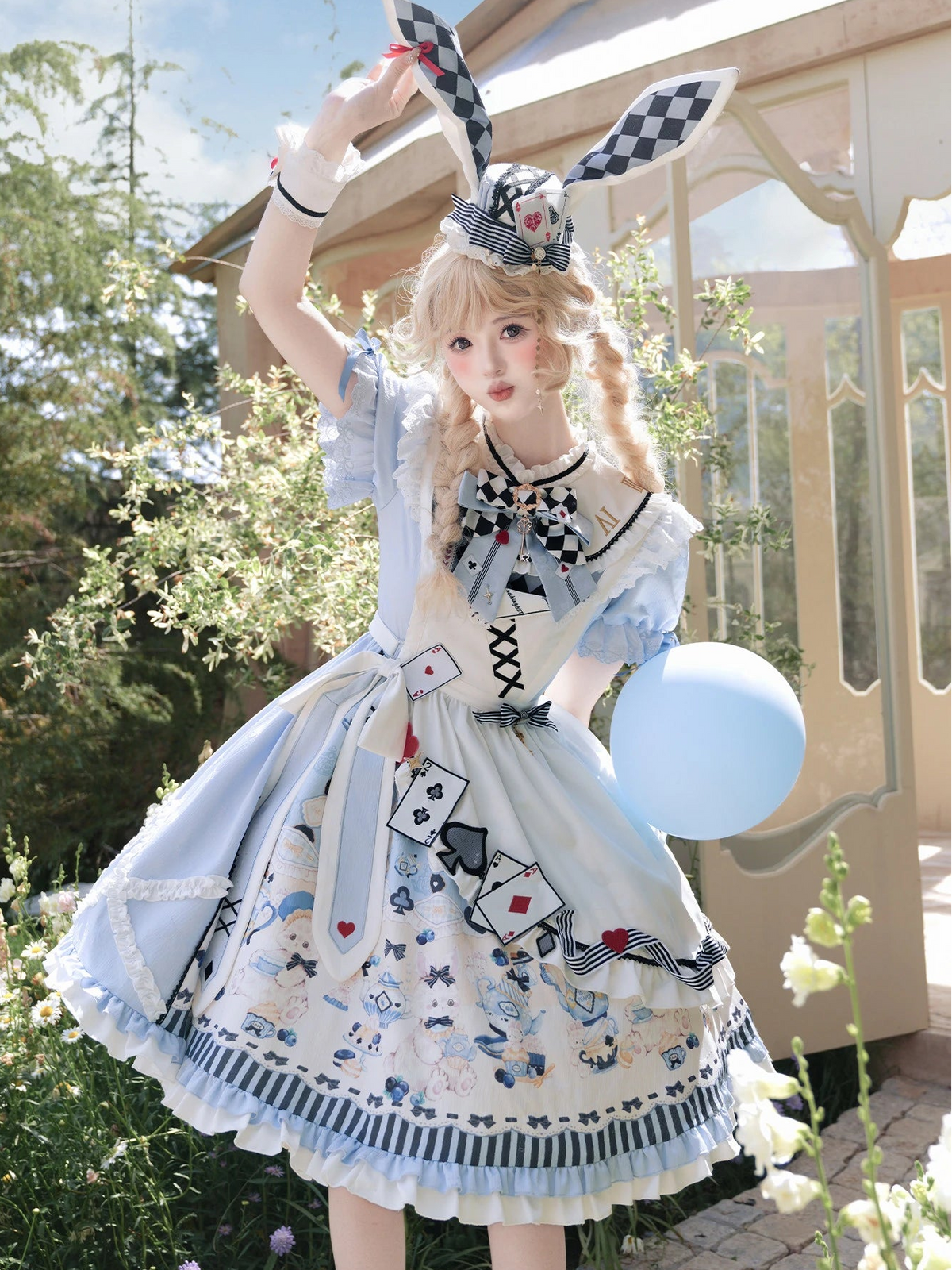 Alice Tea Party 2.0 Original Fairy Tale Style Lolita Blue OP Dress Set