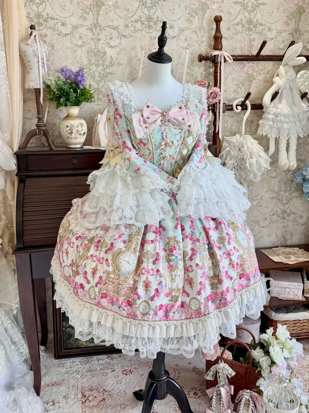 Rose Garden Prelude Sweet Lolita Long Sleeve OP Dress