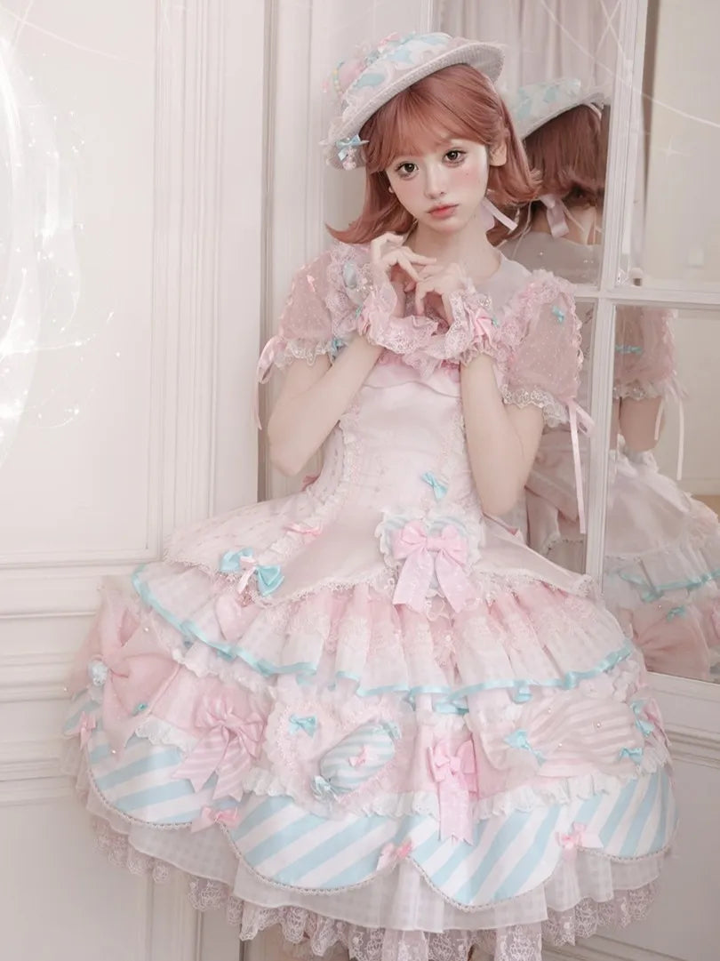 Candy Room Sweet Cake Lolita JSK Pink Blue Pastel