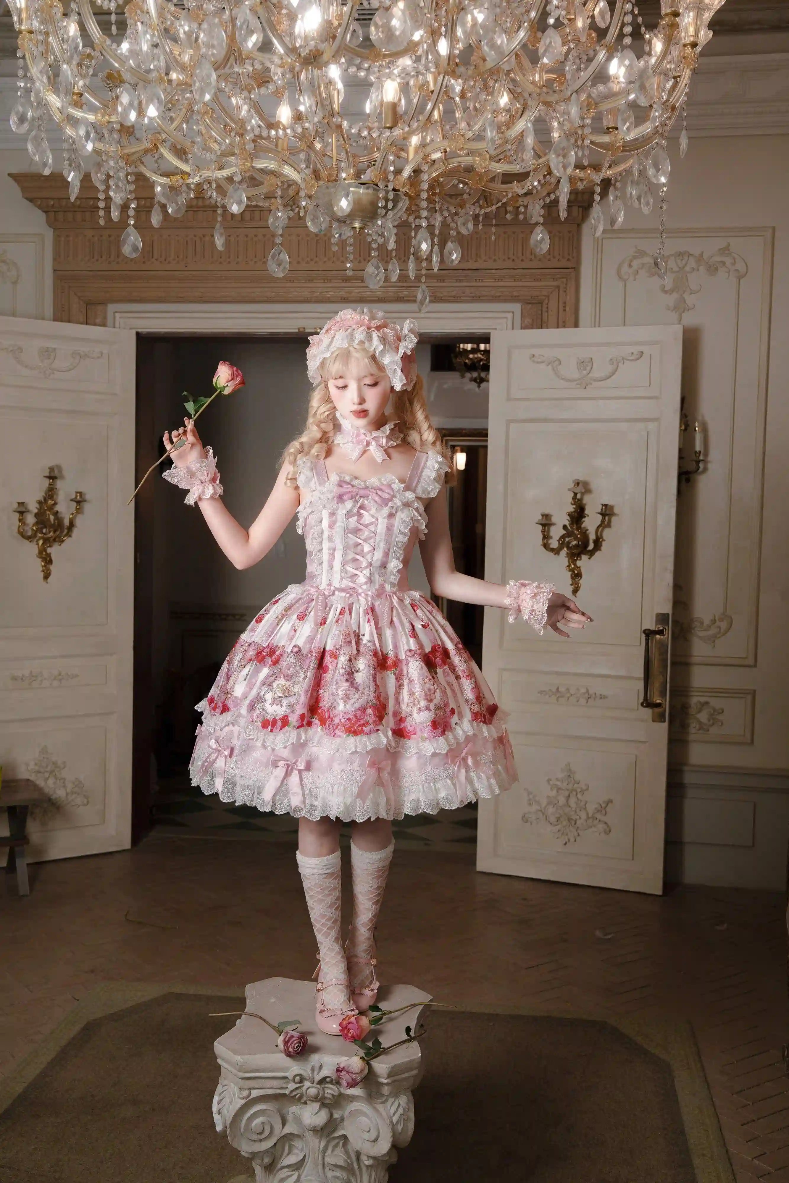 Rose Wall Sweet Lolita OP JSK Suspender Dress