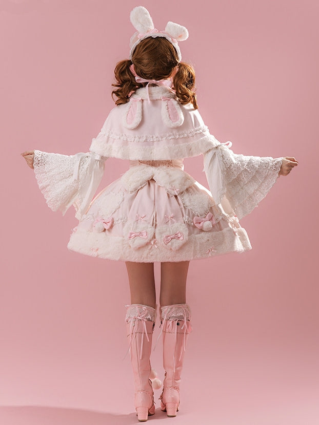 Bunny Dumpling Lolita Winter Doll Style Plush Cloak JSK Set