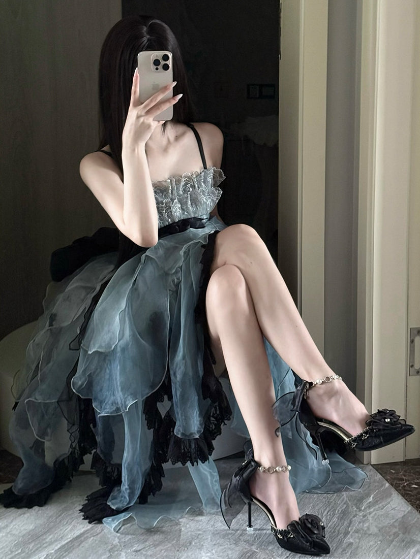 Silver Feather Lolita Cla Monet Organza Boned JSK Dress