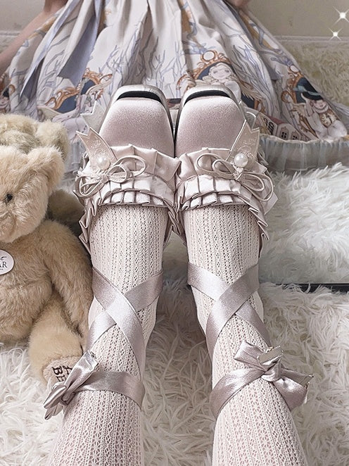 Lolita Sweet French Style Block Heel Mule Shoes