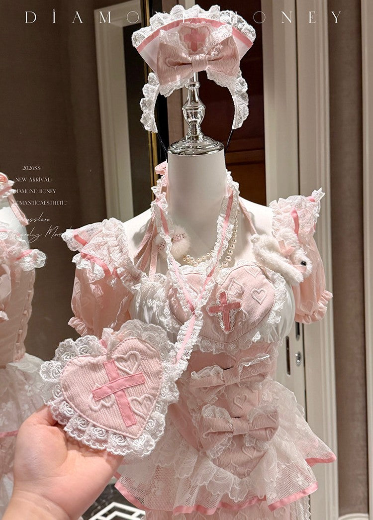 Cute Pink Modern Cheongsam Maid Nurse Cosplay Set