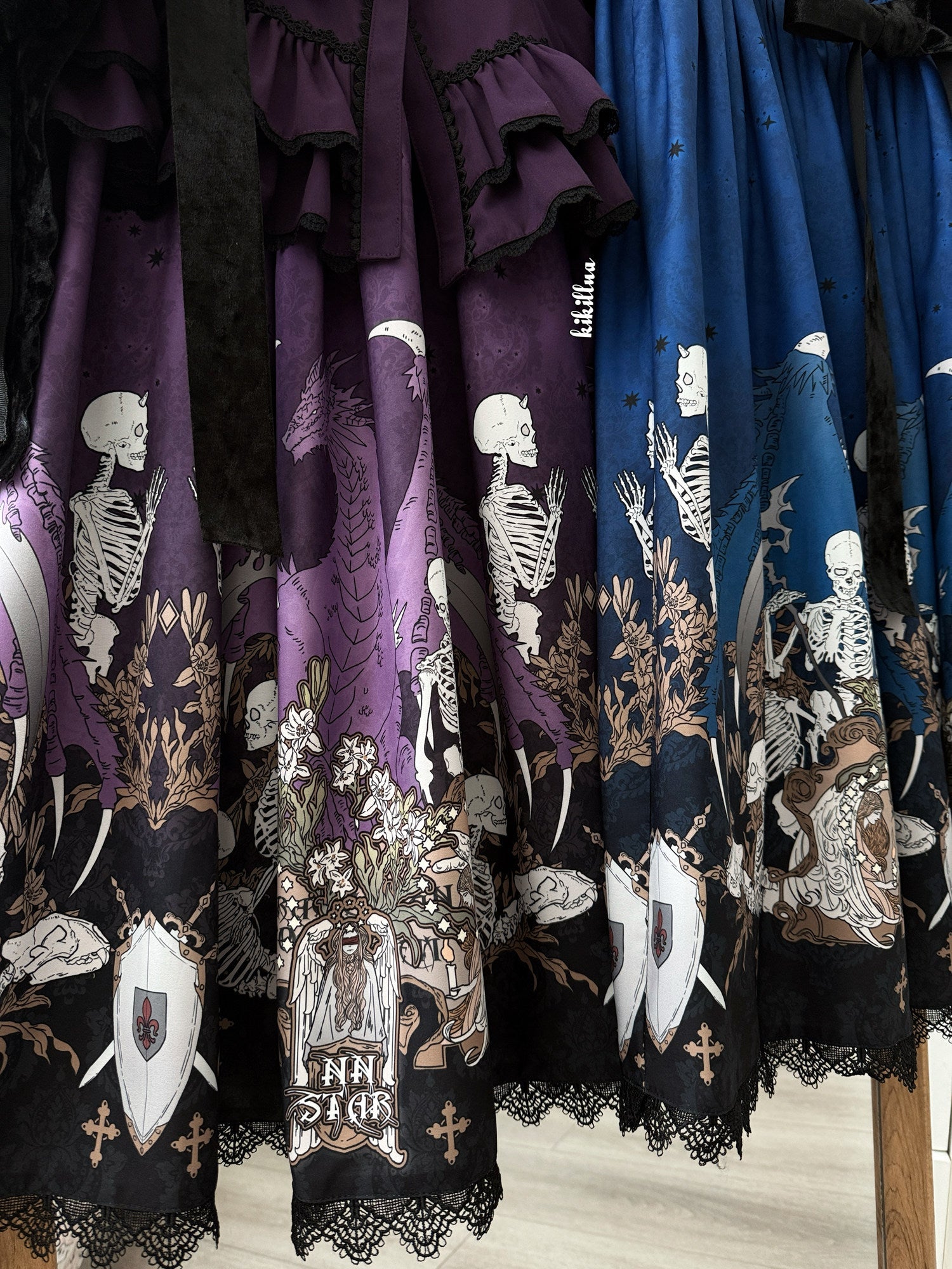 Dragon Bone Lily Lolita Gothic Blue JSK Dress