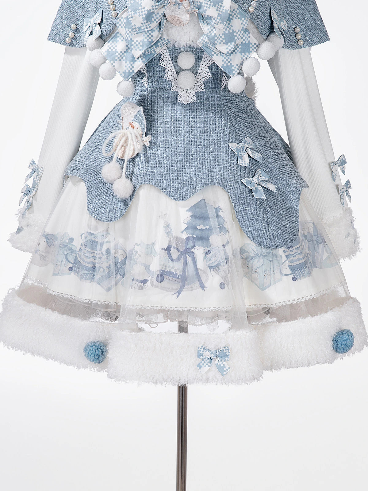 Rolling Snowball Lolita Christmas Camisole Inner Dress & Cape Set