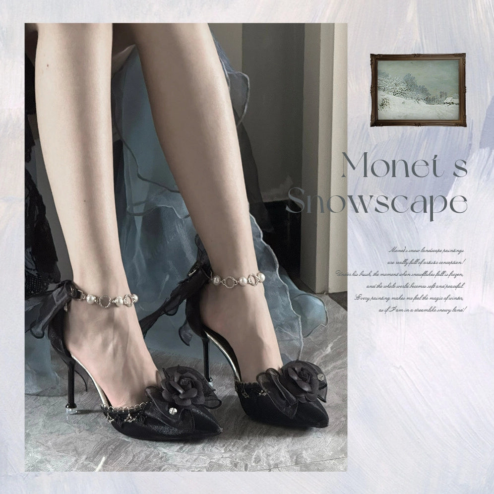 Silver Feather Lolita Cla Monet Organza Boned JSK Dress