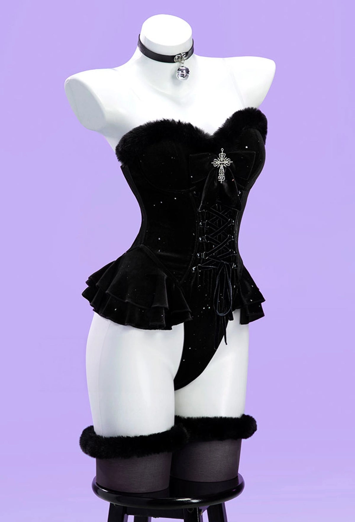 Witch Banquet Series Black Purple Velvet Cape Cosplay Costume