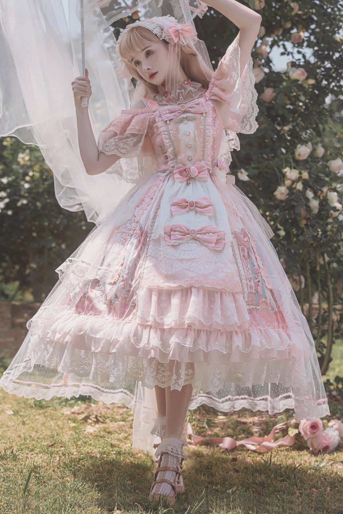 Moon Ballad Lolita Gorgeous Bridal Light Pink JSK Full Set