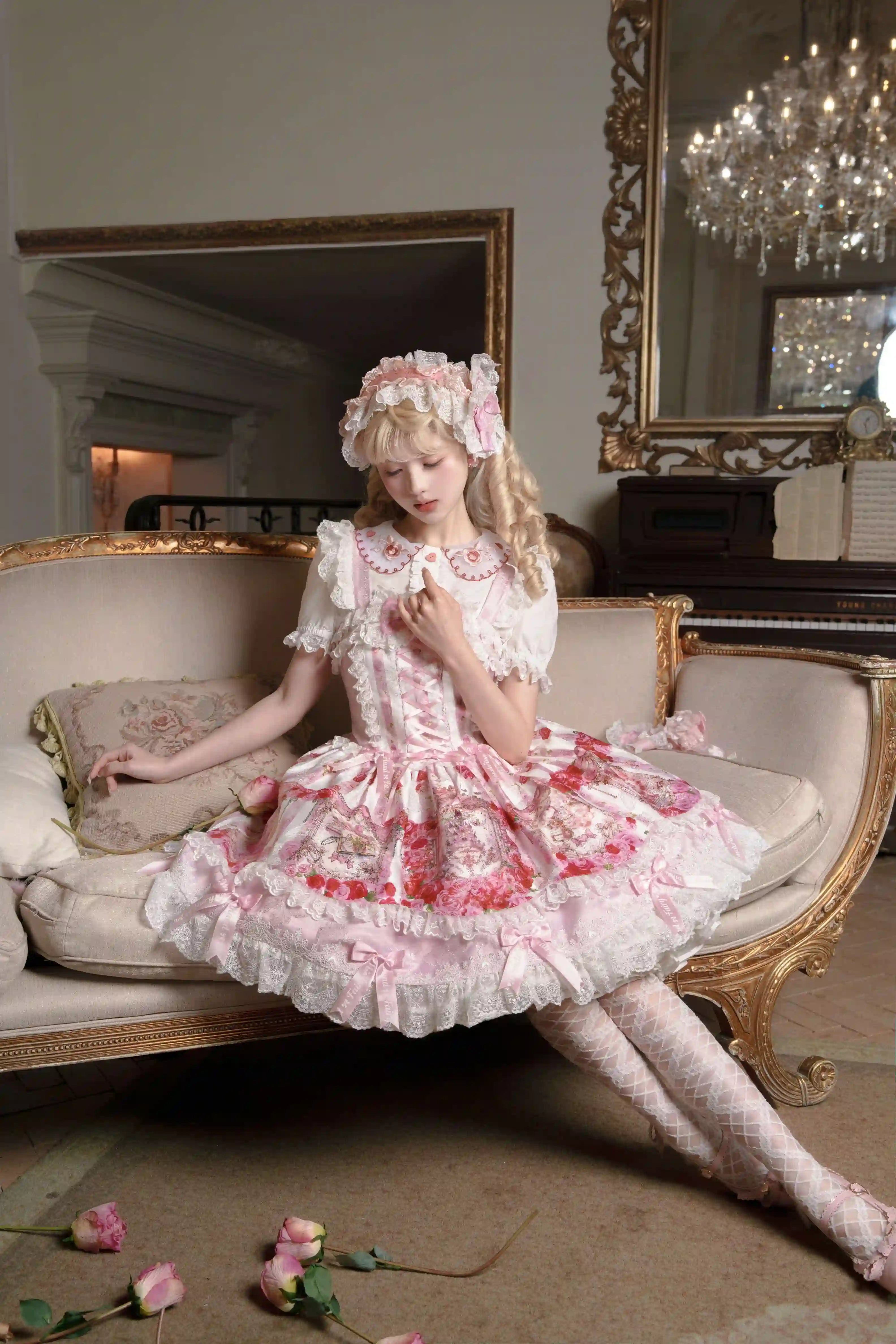 Rose Wall Sweet Lolita OP JSK Suspender Dress