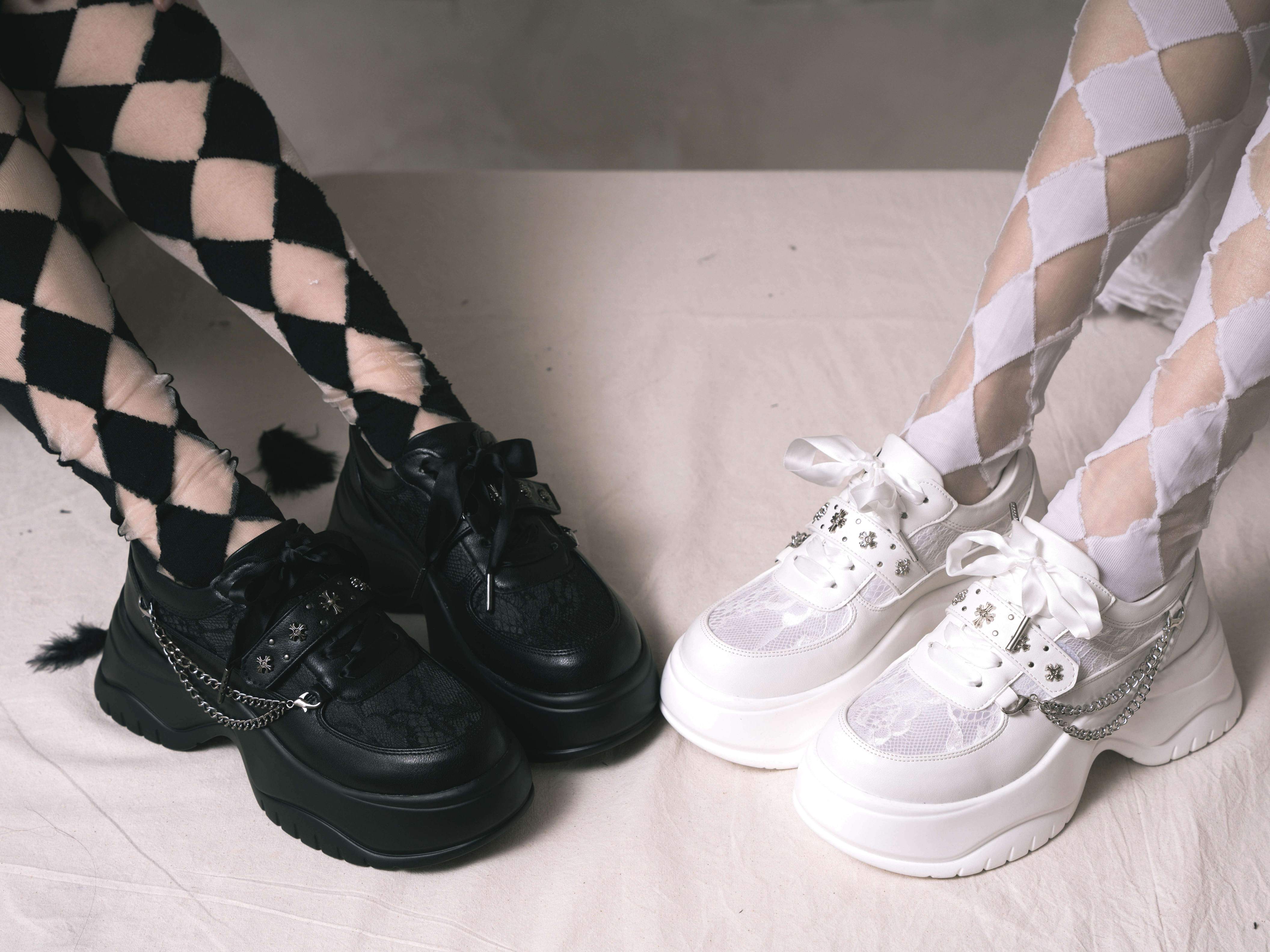 Twin Night Veil Gothic Lolita Round-Toe Sneakers