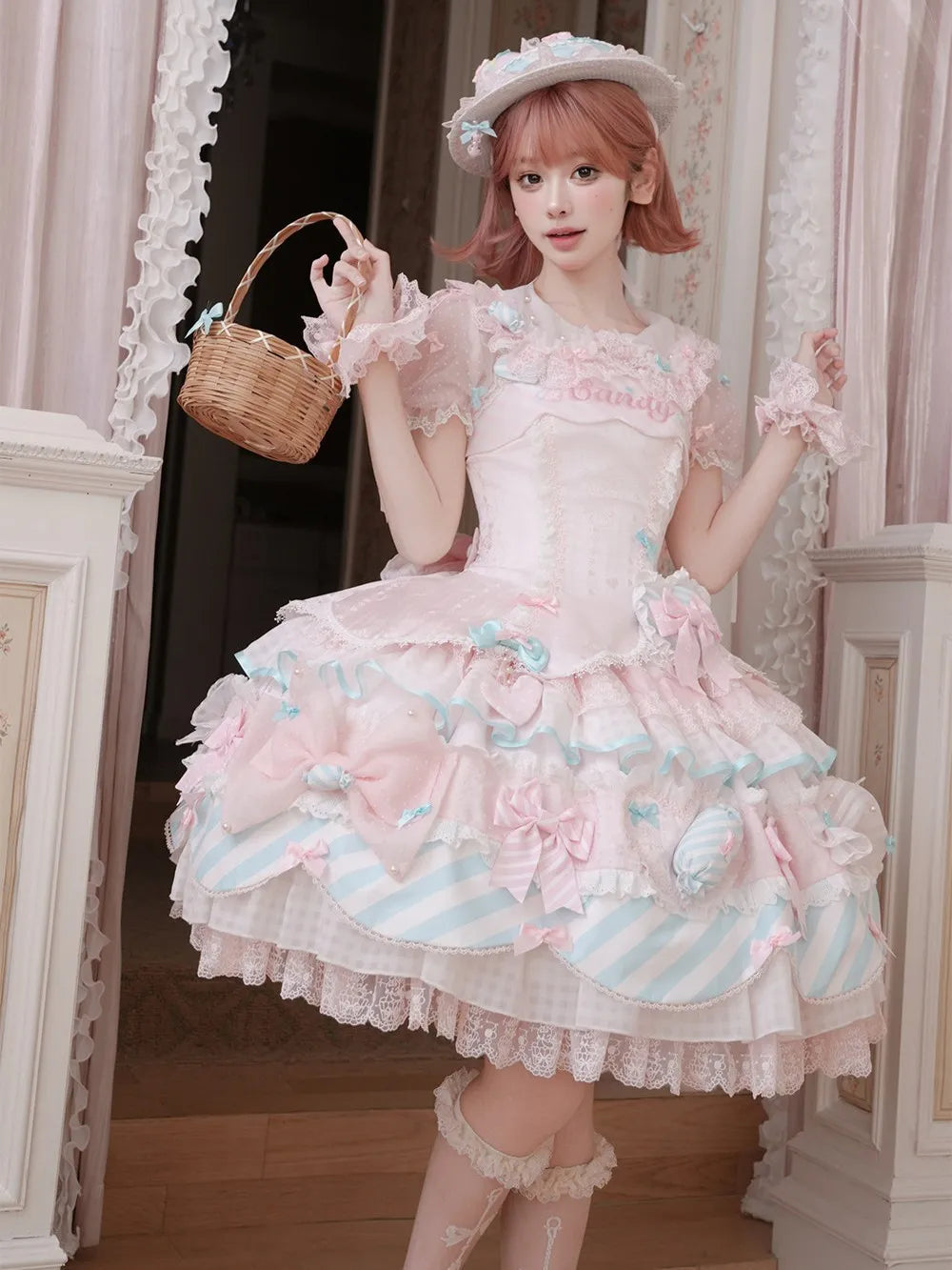 Candy Room Sweet Cake Lolita JSK Pink Blue Pastel