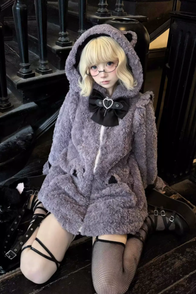 Earthquake Kitty Fluffy Cat Ear J-Style Sweet Cool Lolita Outwear