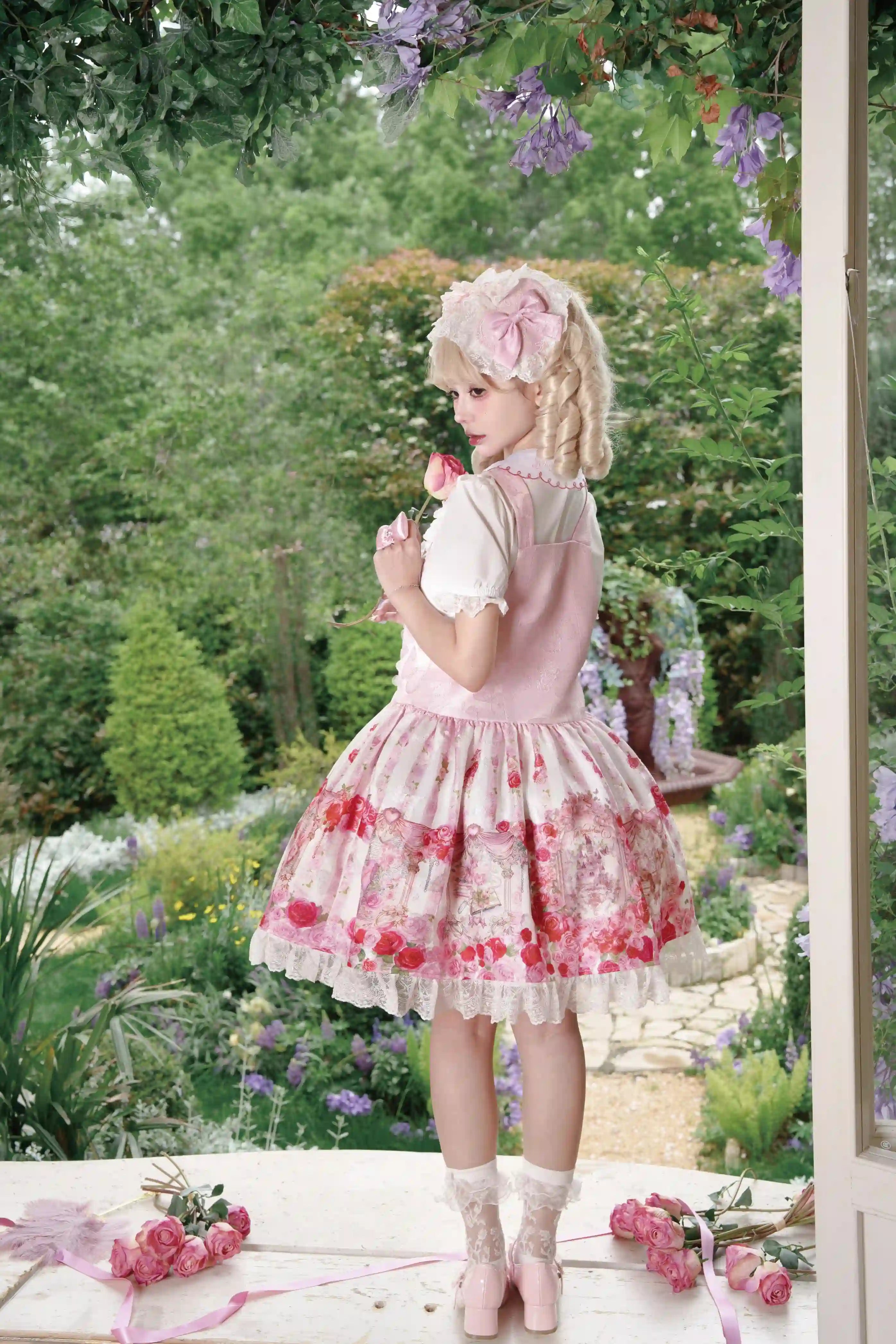 Rose Wall Sweet Lolita OP JSK Suspender Dress
