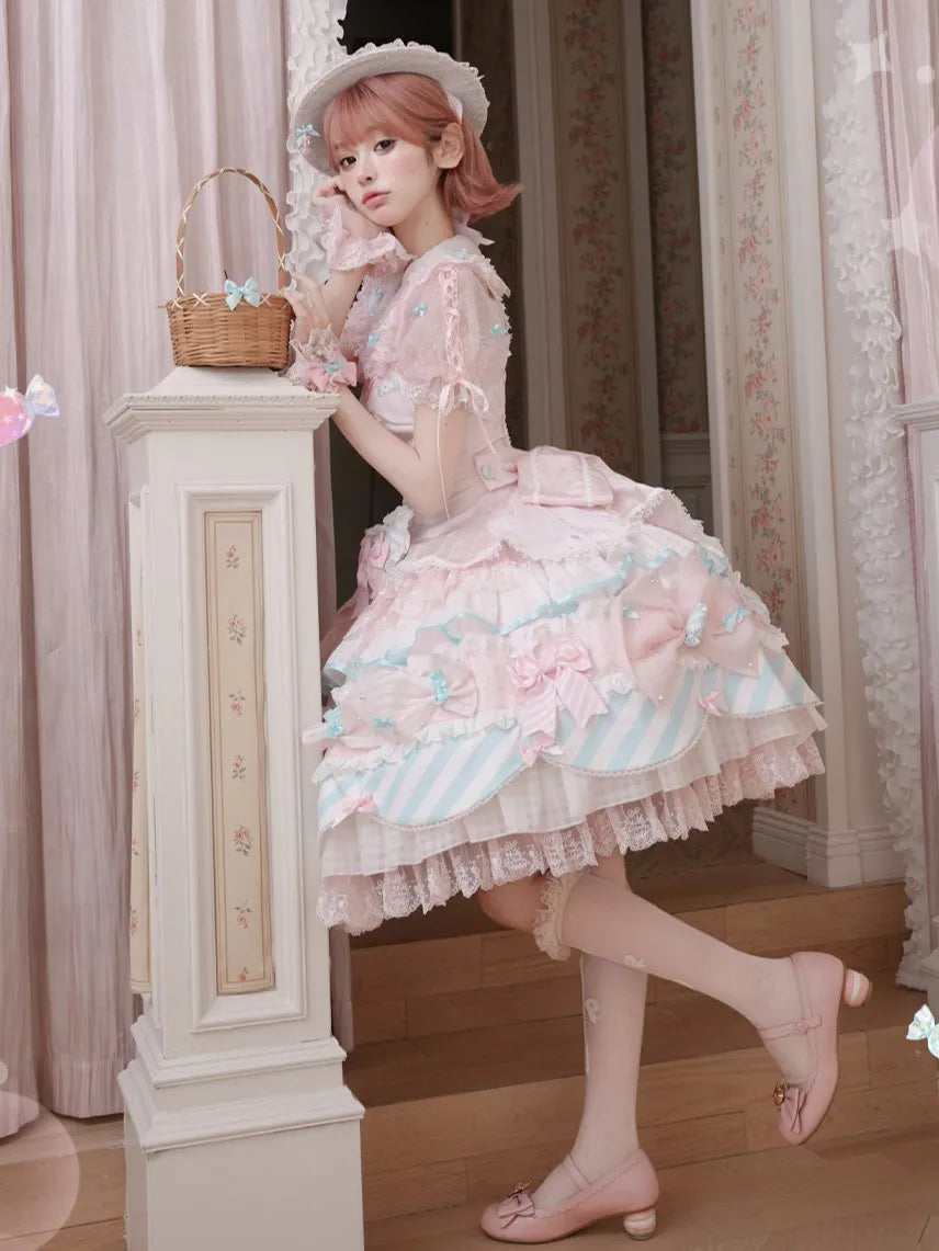 Candy Room Sweet Cake Lolita JSK Pink Blue Pastel