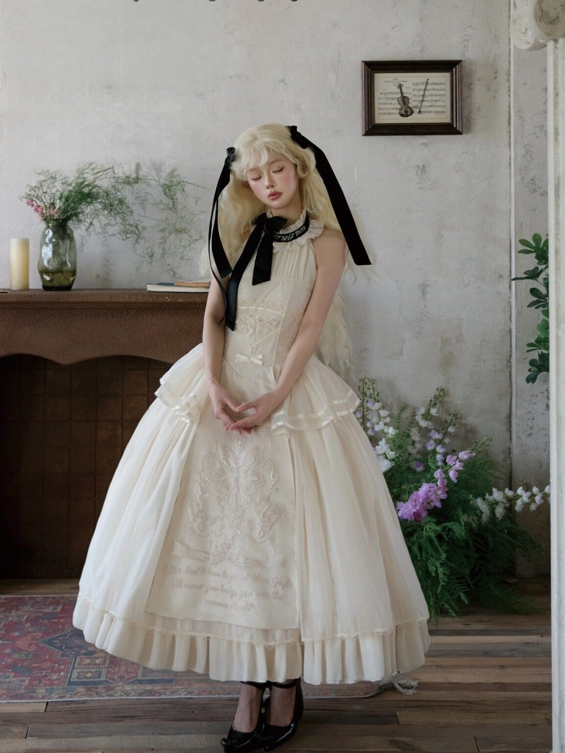 Free Letter Lolita Classic Embroidered Long Dress