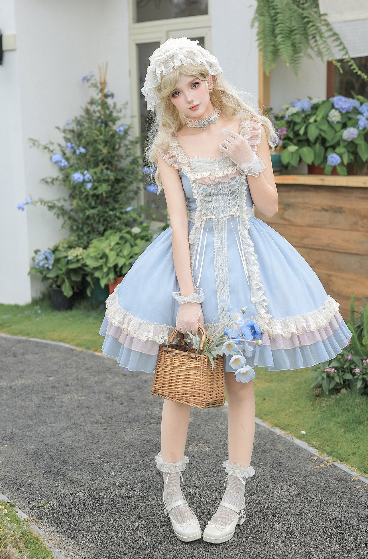 Island Diary Blue Romantic Flutter Sleeve Lolita JSK Dress
