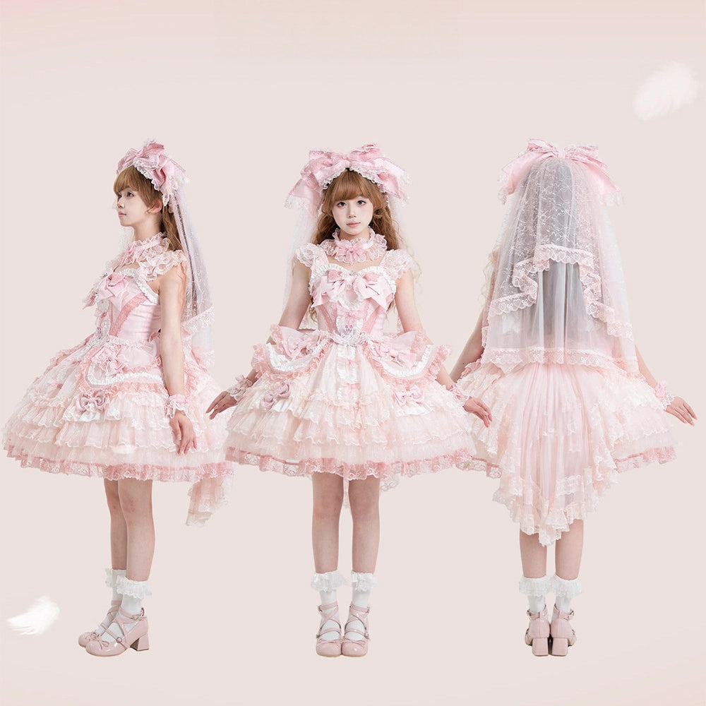 Beloved Swan Gorgeous Sweet Pink Lolita JSK & OP Dress