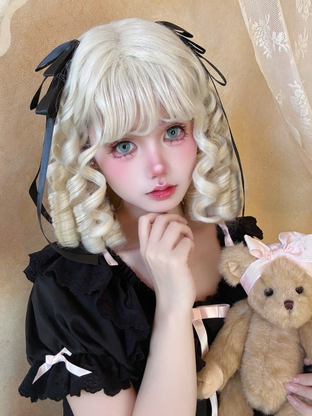Lolita Short Sparkly Roman Curl Wig
