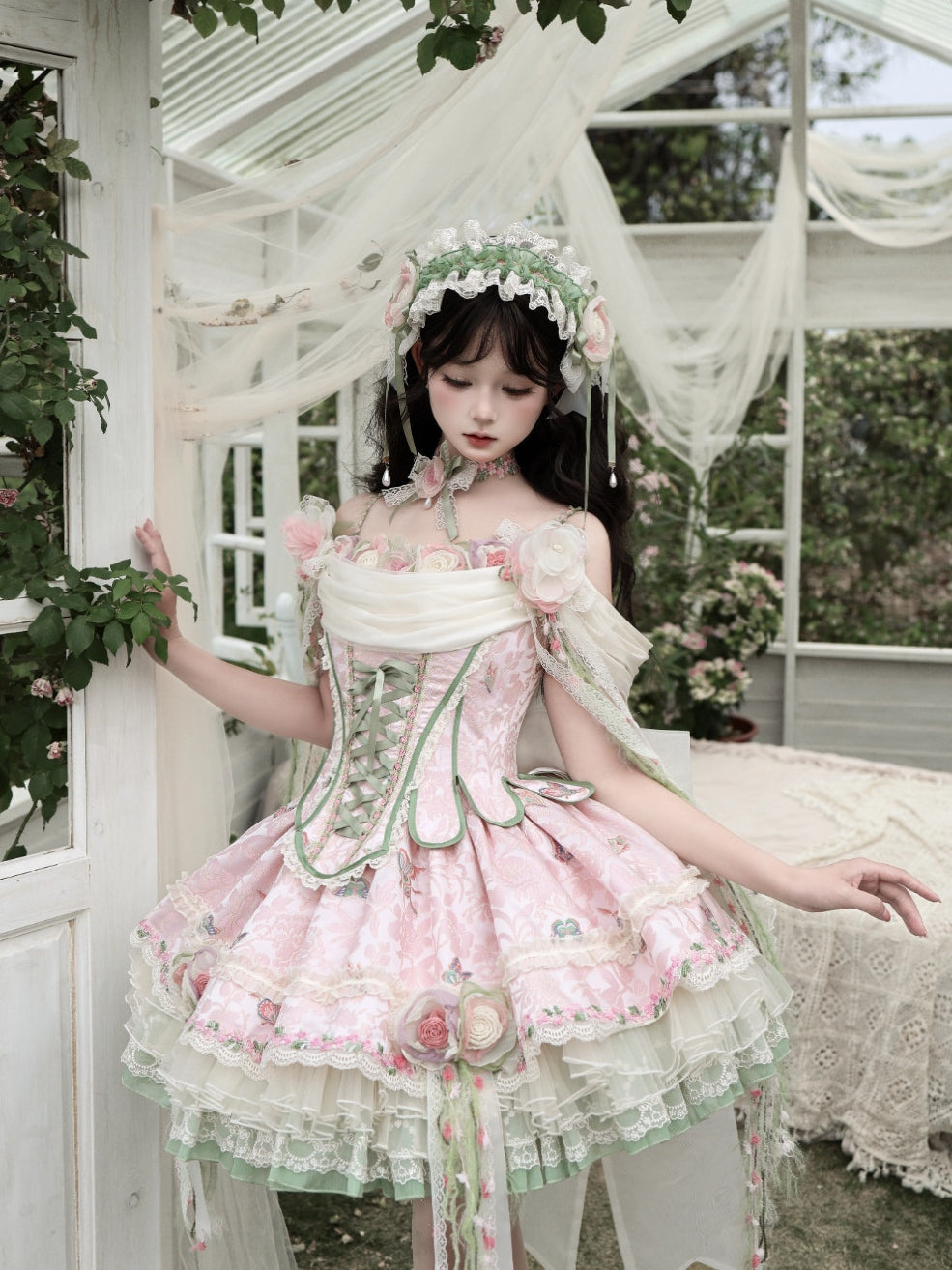 Spring Ivy Vines Lolita Corset & Skirt Set