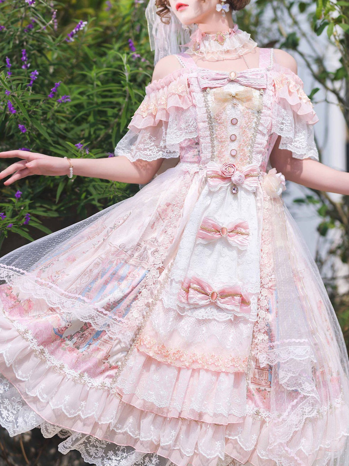 Moon Ballad Lolita Gorgeous Bridal Light Pink JSK Full Set