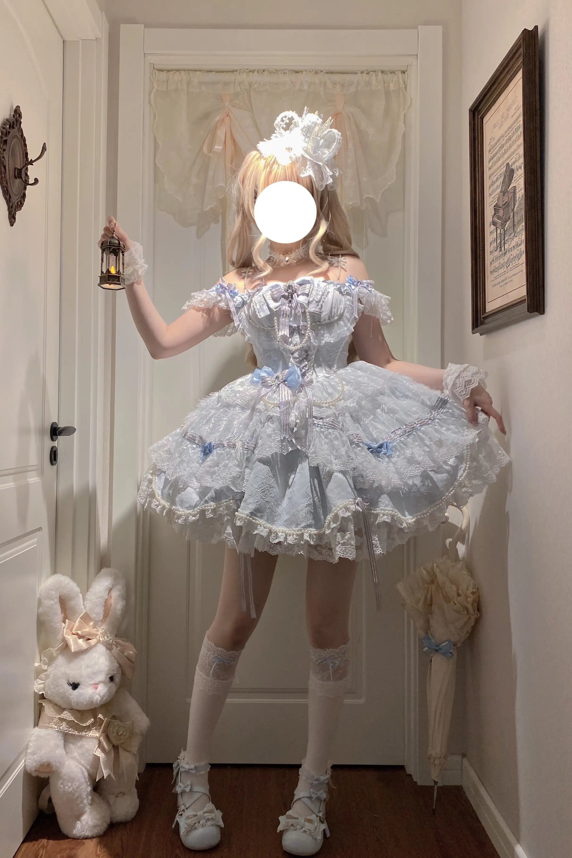 Anna's Ball Light Pink Light Blue Classic Ballet Lolita JSK
