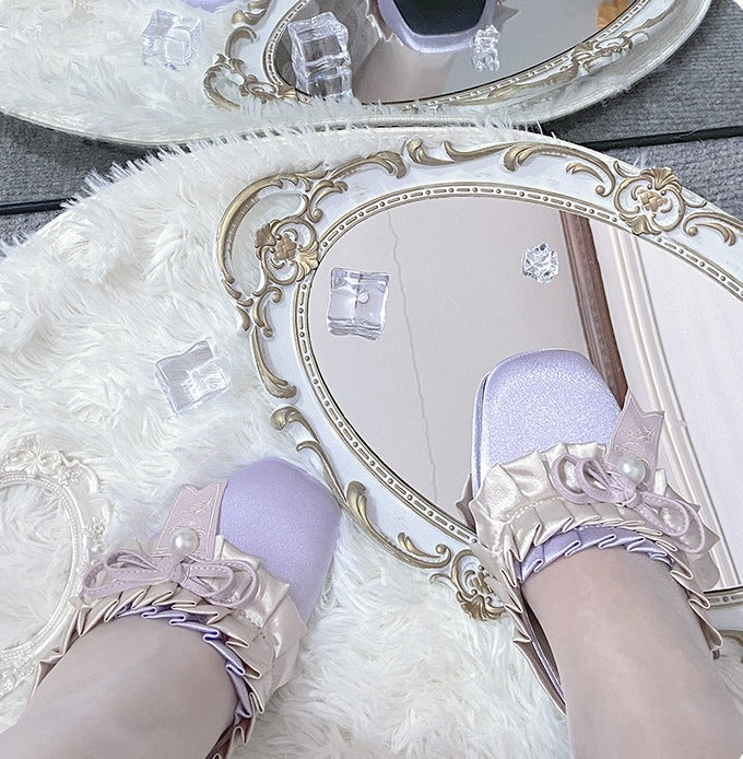 Lolita Sweet French Style Block Heel Mule Shoes