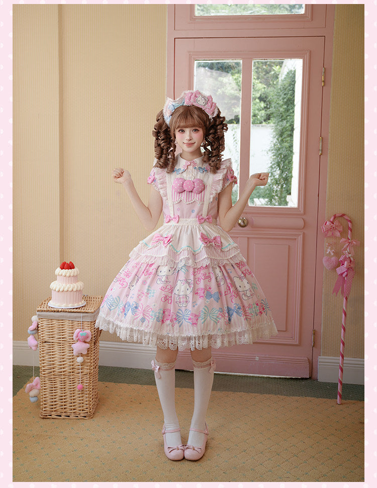 Hello Kitty Bow Theme Collaboration Series Lolita JSK & OP Set