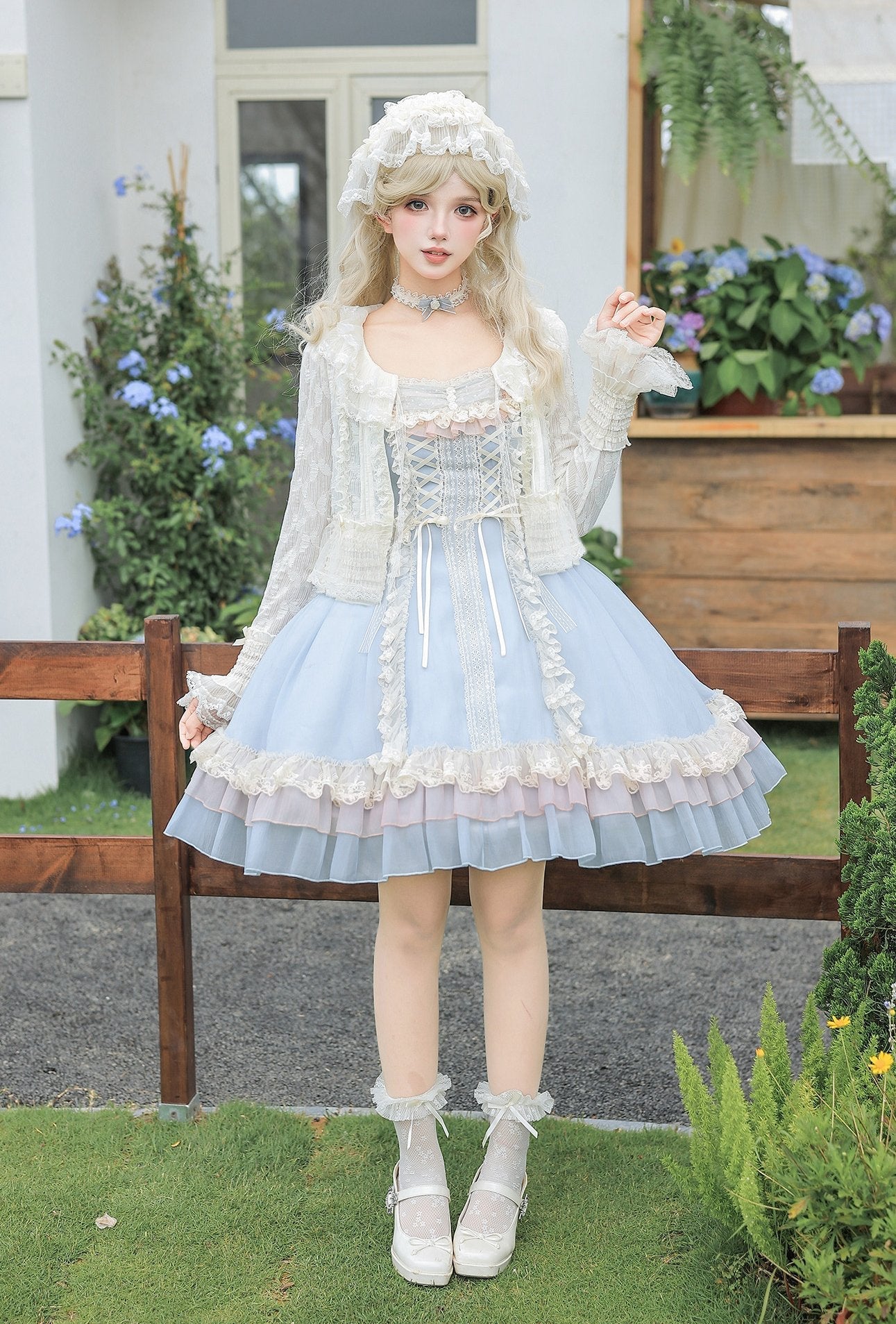 Island Diary Blue Romantic Flutter Sleeve Lolita JSK Dress